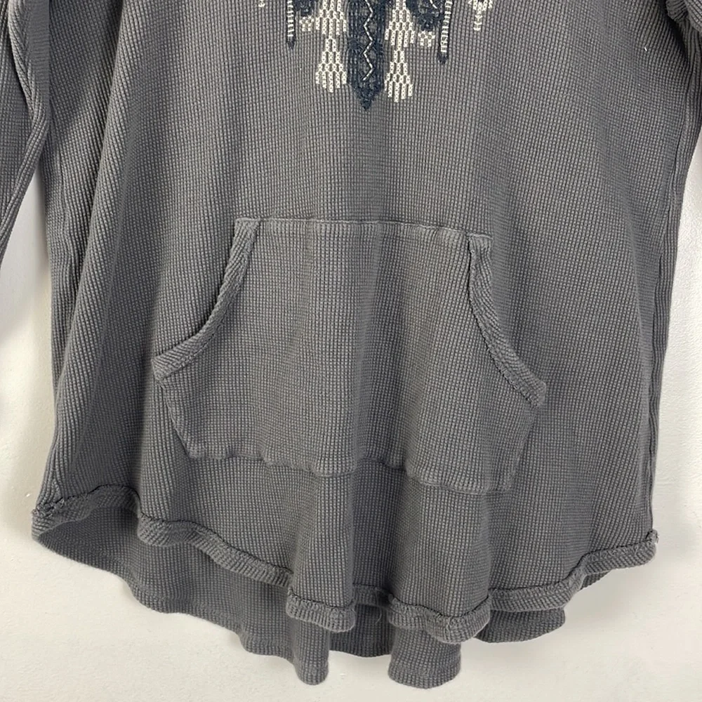Johnny Was Charcoal Floral Embroidered Hoodie Blouse - Picture 4 of 7